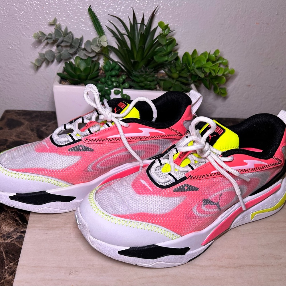 Women’s Pink Neon Accent Athletic Sneakers
